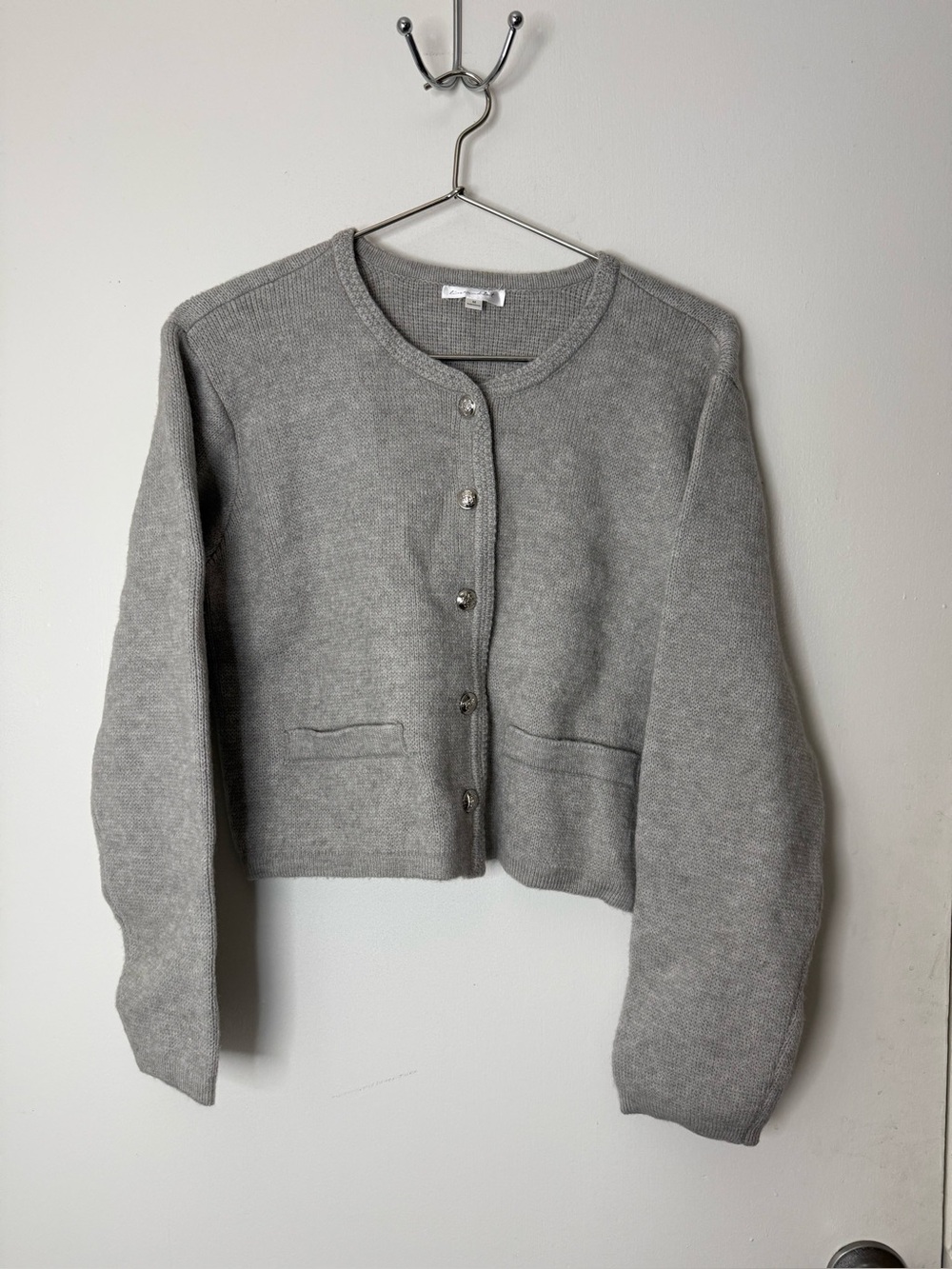 Line and Dot gray long sleeve cardigan with silver buttons M